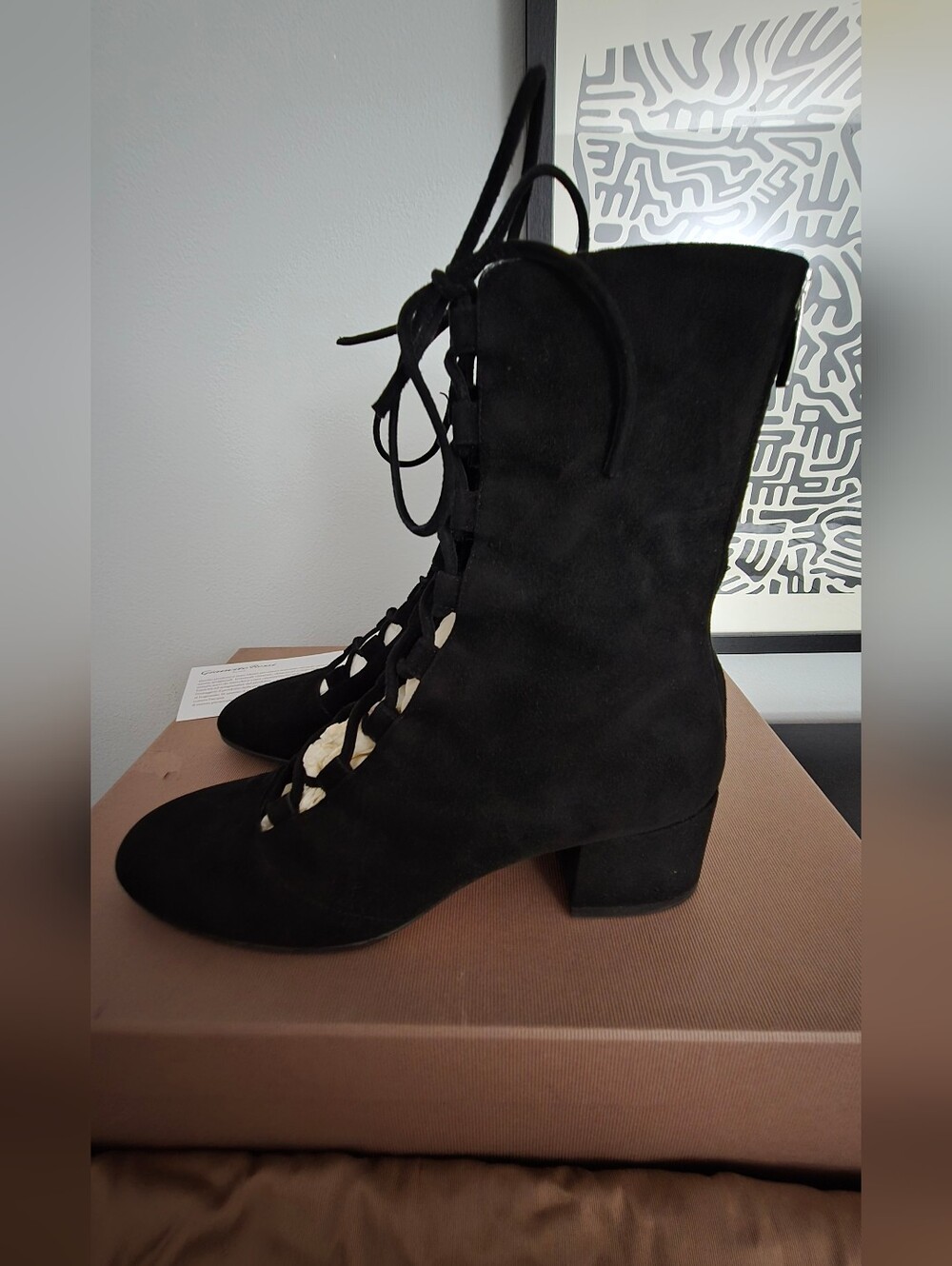 Gianvito Rossi Delia Suede Lace-up Boots Size 37